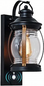 Outdoor Wall Sconce, Modern Exterior Light Fixtures, Waterproof Farmhouse Wall Lantern,Anti-Rust Aluminum Porch Lights with Seeded Glass,Black Front Door Lighting,Garage Outside Lights(Doorbell)