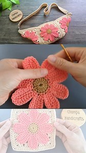 Beautiful crochet crossbody bag flower granny square #crochetcrossbag #crochetprojects | Chompu Handicrafts