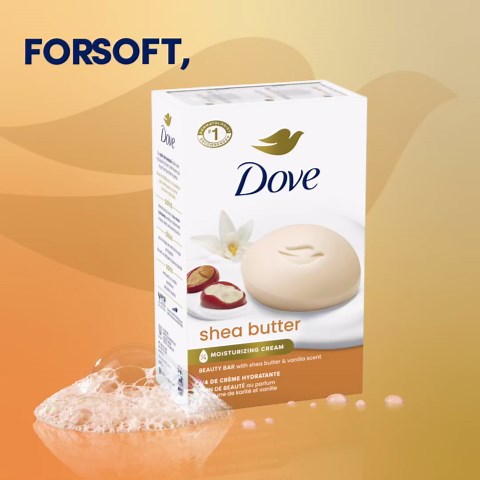Dove Soap, Shea Butter & Vanilla, 2-Pack – Pampering Beauty Bar, 3-in-1 Face, Body, and Hand Soap Bar, 4.75 Oz Ea