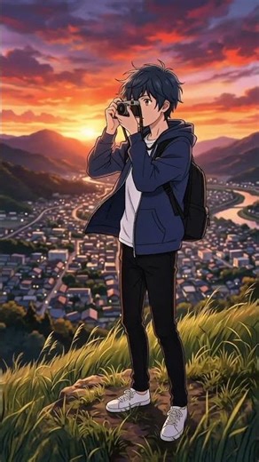 A Peaceful Anime Sunset Walk🌅 #shorts #anime