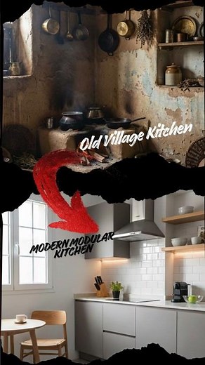 Old Village Kitchen → Modern Modular Kitchen transformation video.#hometransformation #kitchen