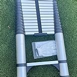 15.5FT Telescoping Ladder, Multi-Purpose Aluminum Extension Ladder with Triangle Stabilizers and Non-Slip Feet, Retractable Extendable Ladder for Home, RV and Outdoor Work Silvery