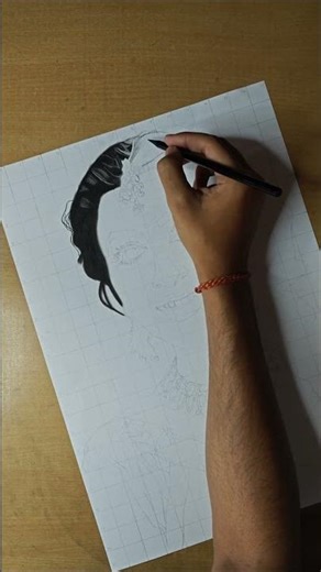 Starting My Madhubala Portrait ✨ Realistic Hair & Shading Process #shorts #pencildrawing