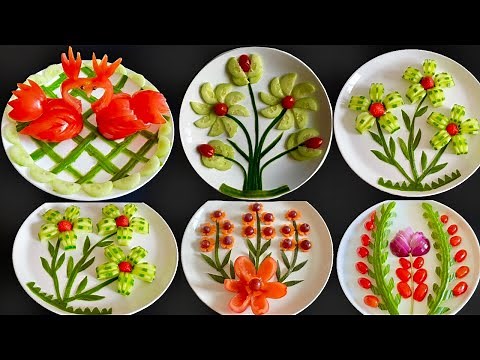 5 Super Salad Decoration Ideas /Beautiful Salad Decoration With Tomato Cucumber and Onion /Plate Art