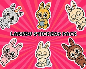Labubu Bunny Stickers PNG Bundle: Kawaii Planner Clipart (digital Download - Etsy