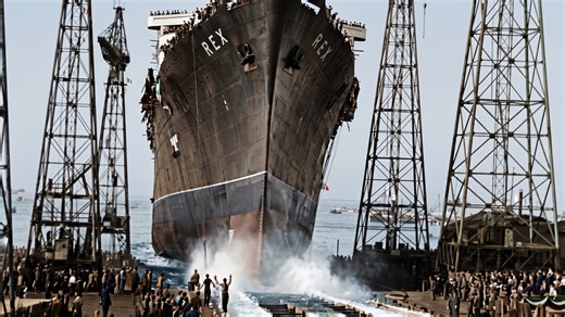 Watch this 880-foot Italian liner burn after 123 bombs - then it capsizes