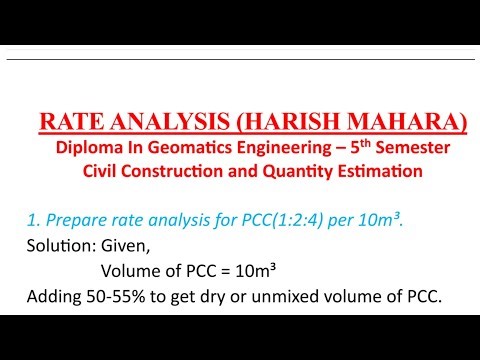 Rate Analysis of PCC | Step-by-Step Numerical Tutorial | Geomatics - Civil Engineering | Estimating