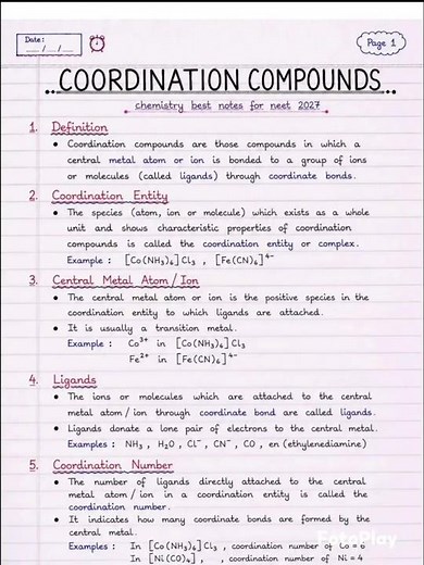 Coordination Compounds Class 12 Chemistry Notes 2027 | | Coordination Compounds One Shot Revision