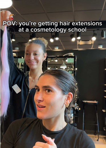POV you’re getting hair extensions at a cosmetology school #pinkhair #beautyschool #hairschool #hairtransformation #cosmetologist #hairstylist #salon #braid