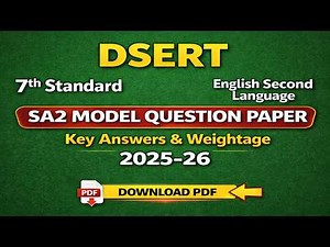 DSERT 7th Standard English Second Language SA2 Model Question Paper Key Answers & Weightage 2025-26
