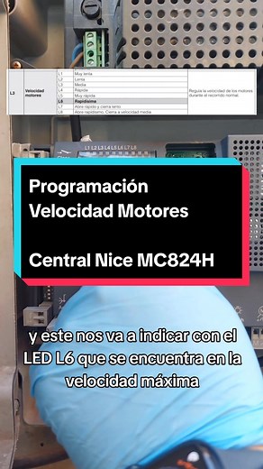 Programación de Velocidad del Motor en Nice MC824H