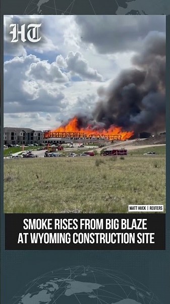 Massive Blaze Erupts At Wyoming Construction Site Sending Smoke Skyward | #shorts