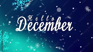 hello december animation with snow particle motion effect and fade blue gradient. welcome december Stock Video