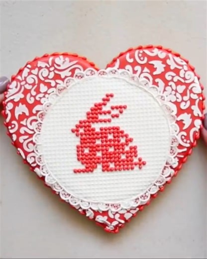 1.3M views · 10K reactions | Cute Cross Stitch Cookies with edible lace accents❤ Have a great weekend! #cookies #christmas #cookieart #mylittlebaqkery #lace | My little bakery | Facebook