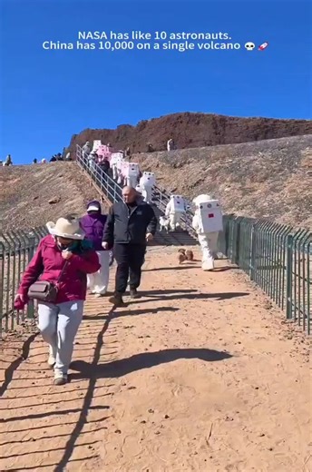 The volcanic resort of Wulanhada in Inner Mongolia is a hit among Chinese youth.The local landscapes are so reminiscent of Mars that tourists flock there for "cosmic" photos and walks in astronaut suits, which can be rented on site.