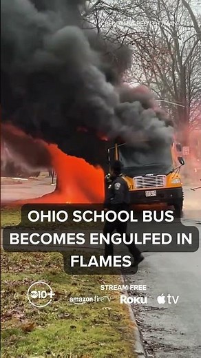 Caught on video: School bus becomes engulfed in flames in Cleveland Heights, Ohio.