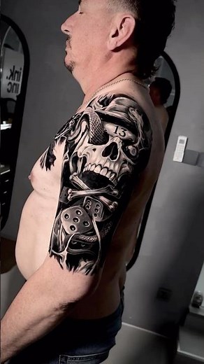 Epic Tattoo Cover-Up | Black & Grey Skull Sleeve Transformation