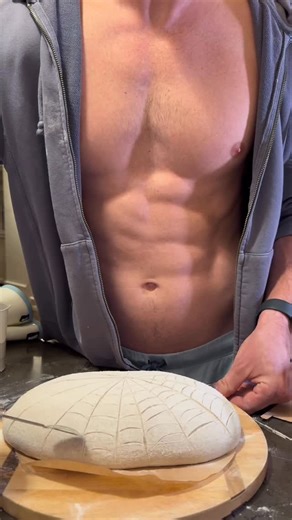 Shredded Baker on Instagram: "Happy Halloween y’all. #sourdough #homemade #abs #fit #muscle #bread #fitnessmotivation #pecs #baking #fitdad #fall #halloween #spiders #spiderweb"
