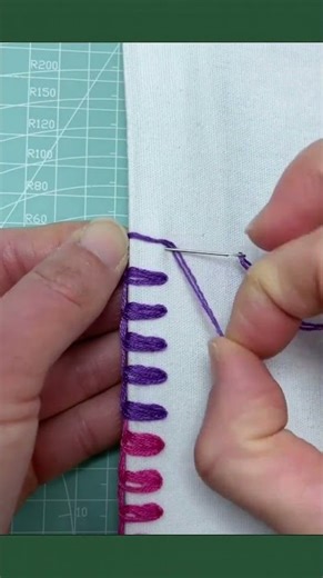Overcasting stitch technique in progress, neat and reliable #needlework #handmade #sewing