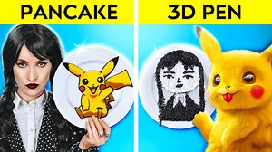 4.5K views · 79 reactions | Fantastic 3D pen VS pancake art challenge || Wednesday Addams VS Pokemon! Who's better? | 123 GO | Facebook