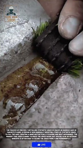 smart and Brilliant Way to Fill Concrete Gaps with Synthetic Grass! 🌿✨