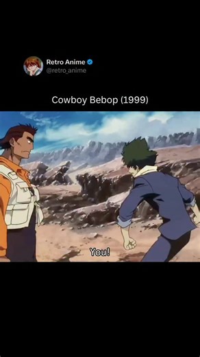 Retro Anime on Instagram: "Cowboy Bebop (1999) - Anime: Cowboy Bebop Aired: April 3, 1998 – April 24, 1999 Genre: Sci-Fi • Action • Neo-Noir • Space Western Studio: Sunrise Synopsis: Cowboy Bebop follows a ragtag crew of bounty hunters—Spike Spiegel, Jet Black, Faye Valentine, Ed, and the data dog Ein—as they chase criminals across the solar system. Each episodic adventure blends gunfights, philosophy, tragedy, and humor, gradually revealing the characters’ haunted pasts. With its legendary jazz