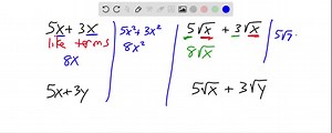 Write a paragraph that compares adding two monomials to adding two radical expressions. For example, compare the addition of 5 x 3 x to the addition of 5 √(x) 3 √(x) | Numerade