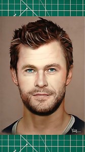 Hyper realistic Chris Hemsworth portrait pencil and pastel art
