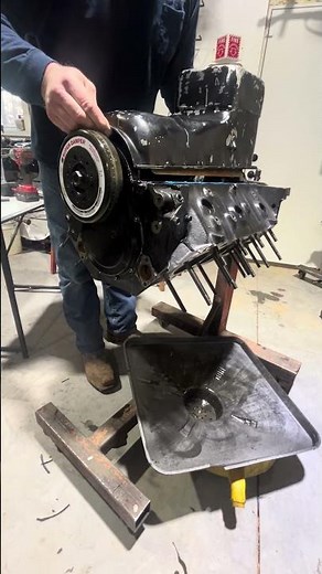 Installing bbc oil pan! #automobile #mechanic #oilpan #bbc #truckpulling #shop #chevymotor