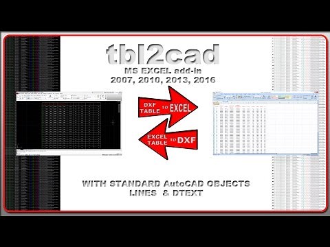 tbl2cad - Excel add-in to import/export tables to/from DXF file