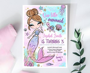 Editable Mermaid Birthday Invitation, Pink Mermaid Invite, Under the Sea Birthday Invitation, Printable Mermaid Invite, Mermaid Invite - Etsy