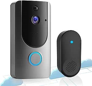 HD Smart Wireless Video Doorbell Camera Wi-Fi with Motion Detector, 2.4GHz WiFi, Security Chime, Free Cloud Storage, Night Vision, Two-Way Audio, Real-time, 2 Piece Set, V4