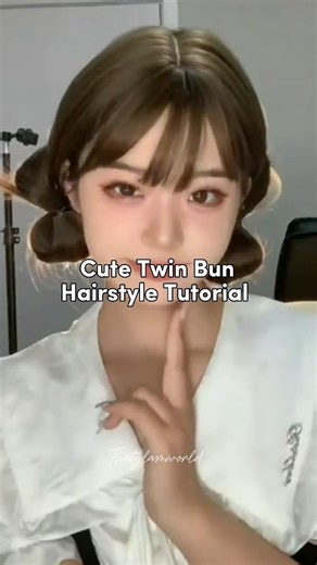 Cute Twin Bun Hairstyle tutorial #thatglamworld #cute #twins #hairstyle #bunhairstyle #shorts #fypシ