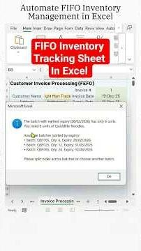 Automated FIFO Inventory Movement Tracking in Excel