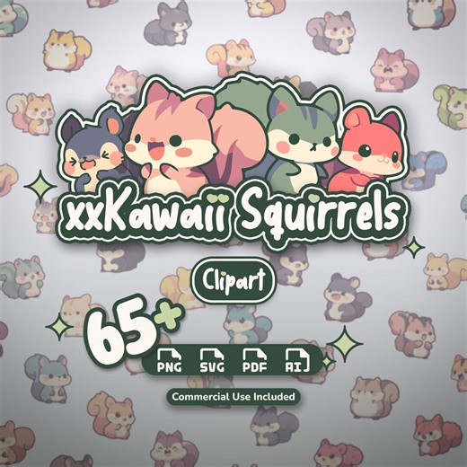 Kawaii Squirrel Clipart | Chibi Graphics (png, Svg, Pdf, Ai) - Etsy