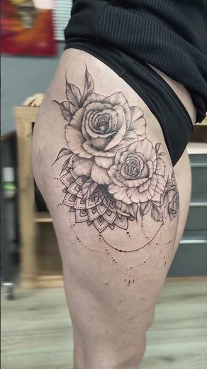 🌹Girl Rose Mandala Bein Tattoo