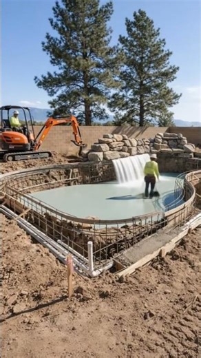 AI Builds Swimming Pool Step by Step 🏊‍♂️ | Satisfying Construction”