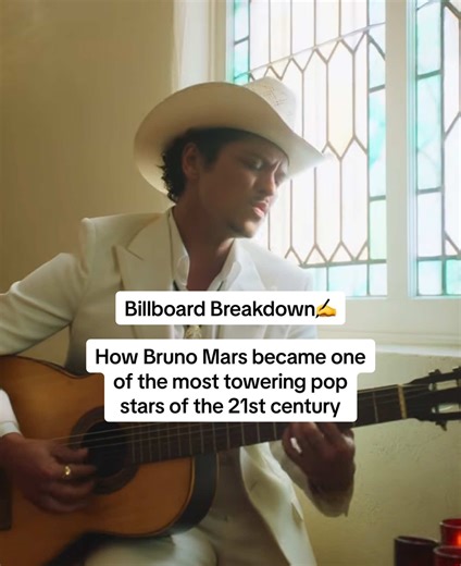 After a decade long gap between solo studio albums, #BrunoMars is back with #TheRomantic 🥀 In 2024, the singer notched in at No. 20 on our Greatest Pop Stars of the 21st Century list. Billboard’s @Kyle breaks down how Bruno Mars went from penning tracks for Flo Rida and K’Naan to one of the most towering male pop stars. For more, head to billboard.com ✍️ #musictok #music #popmusic