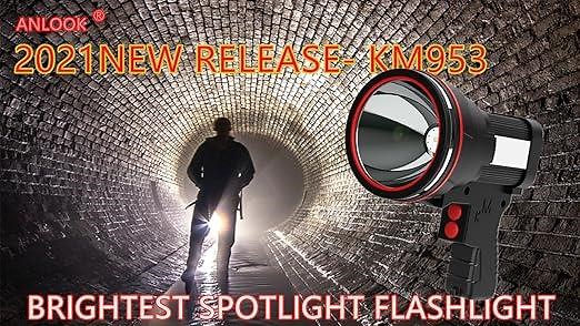 Super bright 6000 lumens rechargeable spotlight flashlight