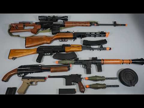 Shell ejecting Mauser C96 ToyGun AK47 Airsoft RPG7 Nerf Gun POV Reload Realistic Toy Guns Collection
