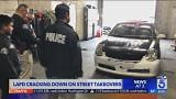 Los Angeles Police show off vehicles seized during street takeover crackdown