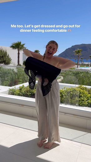 My sensitive belly has been so uncomfortable on this holiday 😭 so it’s allll about the comfy vibes (when is it not lol) The Pleated trousers never stop givingggg and I’m here for them😌 #Comfy #trousers | Carys Whittaker