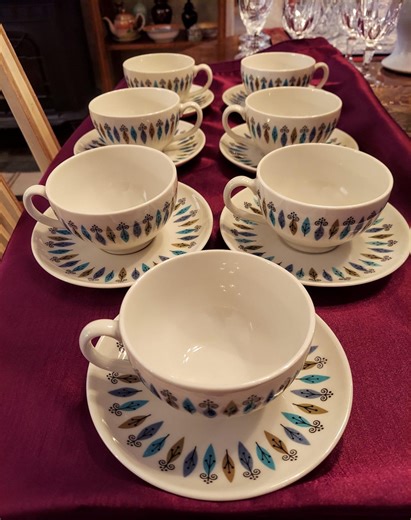 Syracuse China Co. Carefree True China, Nordic Pattern 7 Saucers and 7 Coffee Cups. in Excellent Condition. - Etsy