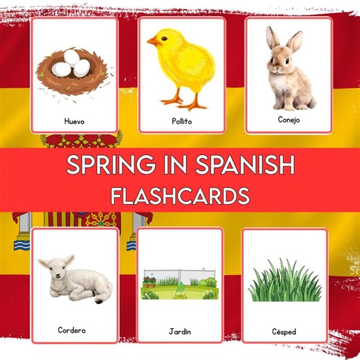 Spring in Spanish Flashcards Printable Spanish Vocabulary Cards for Kids Classroom Homeschool Language Learning Activity - Etsy