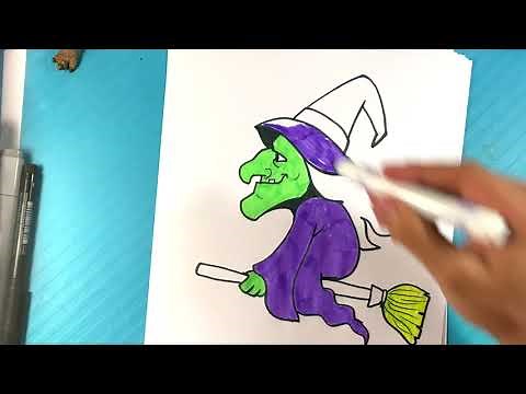 EASY How to Draw a WITCH - Halloween Drawings