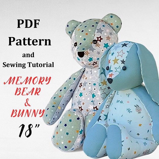 Memory Bear & Bunny Sewing Pattern: 18" Keepsake Animals (PDF Pattern) - Etsy