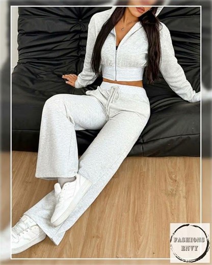 Zip Up Long Sleeve Top and Pants Set