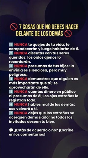 🚫 7 cosas que NUNCA debes hacer ante otros #frases #motivacion #frasesprofundas