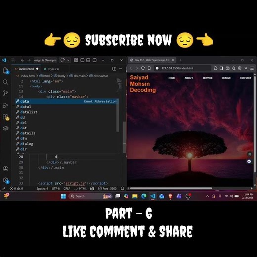 WEB PAGE DESIGN & DEVELOPMENT COURSE WITH THE HTML CSS AND JAVASCRIPT PROJECT PART - 6