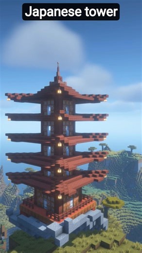 Old medival japanese tower #minecraft #shorts